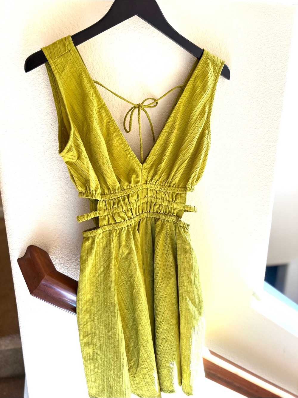 Blush Lime Green V-Neck Cutout Mini Dress